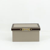 Classic-style storage chest made of premium PU leather with a plush velvet interior, perfect for luxury home organization.